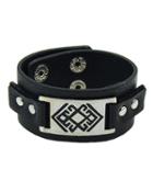 Romwe Snap Leather Black Bracelet