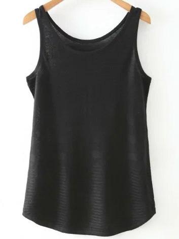 Romwe Black Casual Tank Top