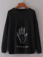 Romwe Slogan Embroidery Drop Shoulder Sweater