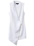 Romwe Shawl Collar Asymmetrical White Vest Coat