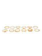 Romwe Gold Plated Embellished Ring Set