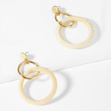 Romwe Double Circle Hoop Drop Earrings