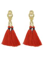 Romwe Red Colorful Handmade Tassel Boho Earrings For Women