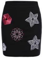 Romwe Windmill Embroidered Bodycon Skirt