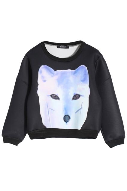 Romwe Wolf Head Black Sweatshirt