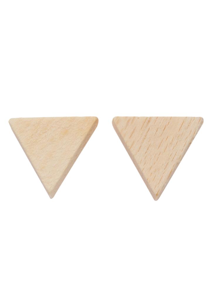 Romwe Beige Triangle Wooden Stud Earrings