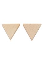 Romwe Beige Triangle Wooden Stud Earrings