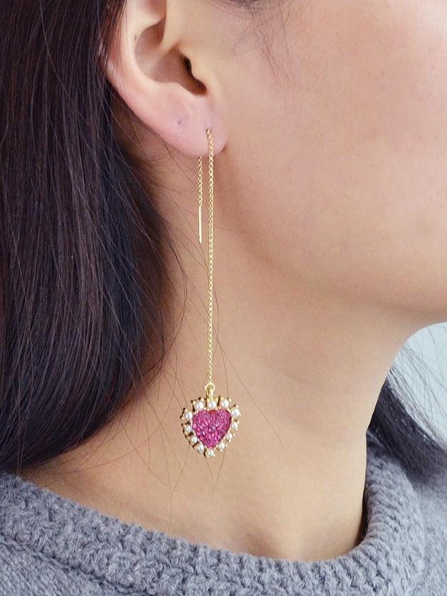 Romwe An Arrow Through The Heart Asymmetrical Earrings