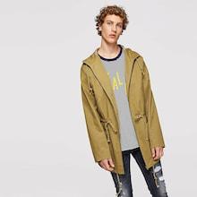 Romwe Guys Zipper Front Pocket Waist Drawstring Coat