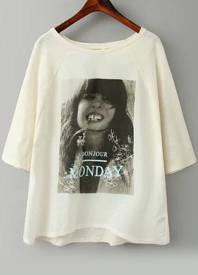 Romwe Smiley Face Print Loose T-shirt
