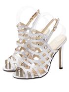 Romwe Cutout Peep Toe Silver High Heel Sandals