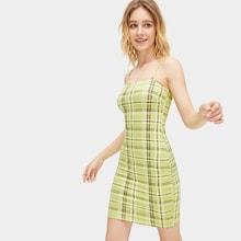 Romwe Tartan Plaid Cami Dress