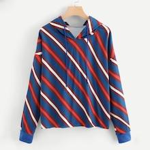 Romwe Plus Color Block Striped Sweatshirt