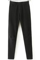 Romwe Elastic Waist Pockets Black Pant