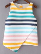 Romwe Random Multicolor Striped Asymmetric Hem Tank Top