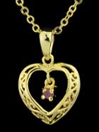 Romwe Red Gemstone Gold Hollow Heart Necklace