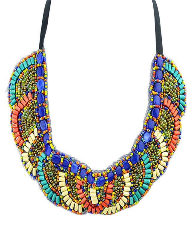 Romwe Fashion Bohemian Style Colorful Beads Necklace