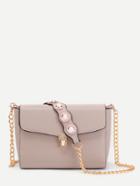 Romwe Studded Detail Pushlock Pu Chain Bag