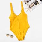 Romwe Scoop Neck Low Back One Piece Swim