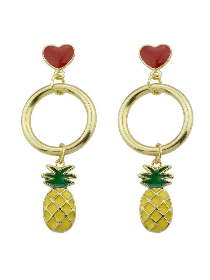 Romwe Pineapple Heart Shaped Exquisite Fashion Earrings