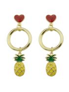 Romwe Pineapple Heart Shaped Exquisite Fashion Earrings
