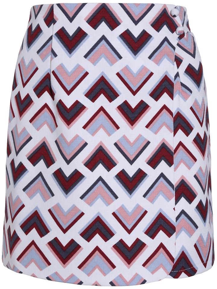 Romwe Geometric Print Skinny Red Skirt