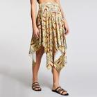 Romwe Chain And Striped Asymmetrical Skirt