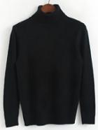 Romwe Black Turtleneck Long Sleeve Slim Sweater