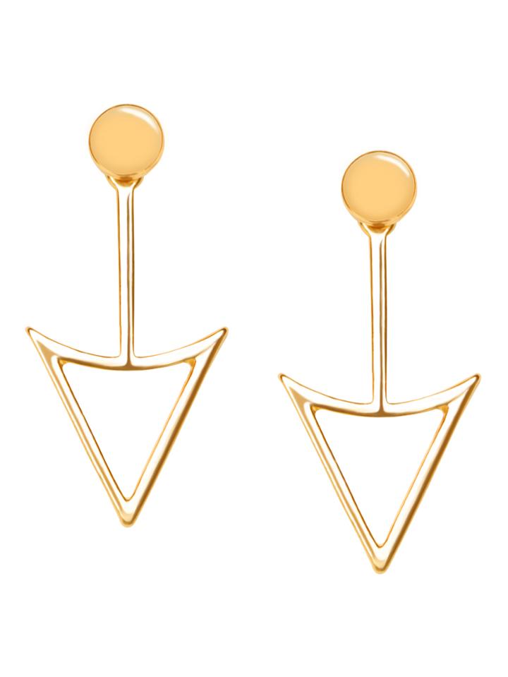 Romwe Gold Plated Geometric Hollow Out Stud Earrings