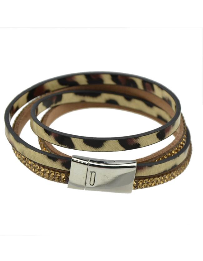 Romwe Gold Pu Leather Magnetic Bracelet