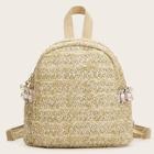 Romwe Faux Pearl Decor Braided Backpack