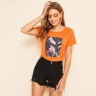 Romwe Figure Print Short Sleeve Tee