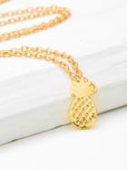 Romwe Hollow Pineapple Pendant Chain Necklace