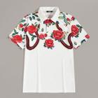 Romwe Guys Button Half-placket Floral Print Polo Shirt