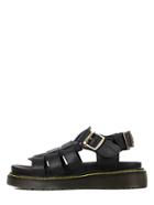 Romwe Black Faux Leather Fish Mouth Casual Sandals