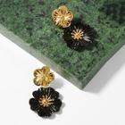 Romwe Double Metal Flower Drop Earrings