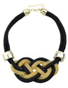 Romwe Black Braided Rope Women Statement Collar Necklace