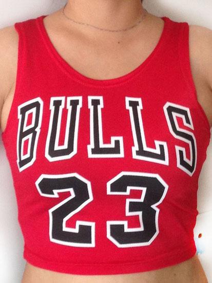 Romwe Red Crop Basketball Tank Top
