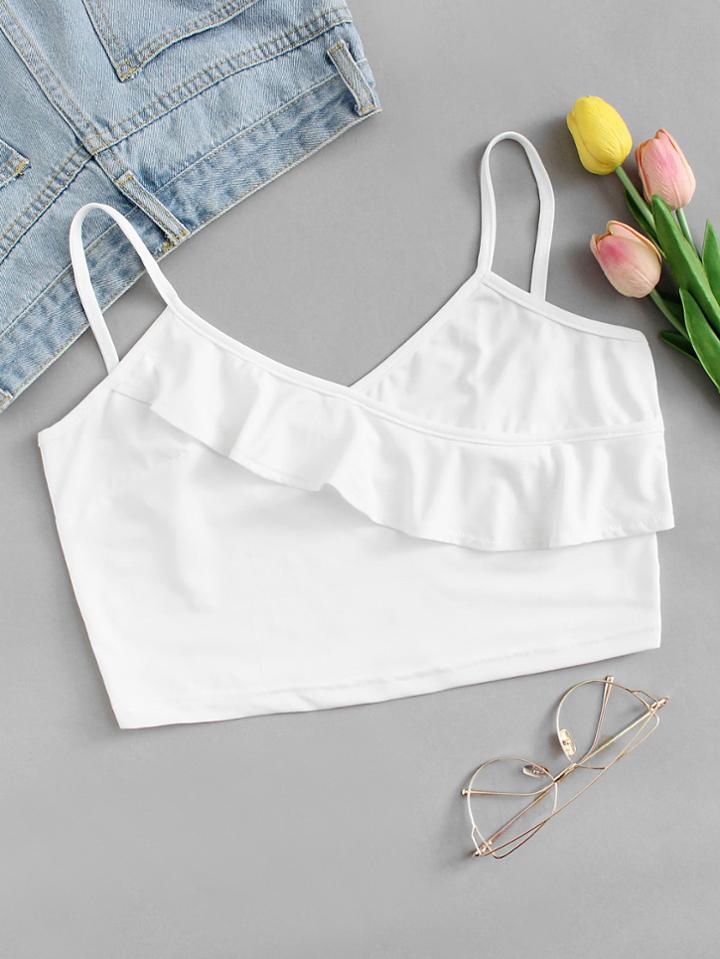 Romwe Ruffle Trim Cami Top