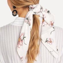 Romwe Flower Print Knot Hair Tie