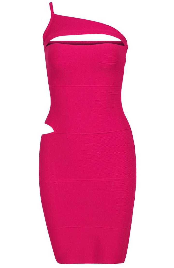 Romwe One-shoulder Hollow Body Conscious Rose Red Dress