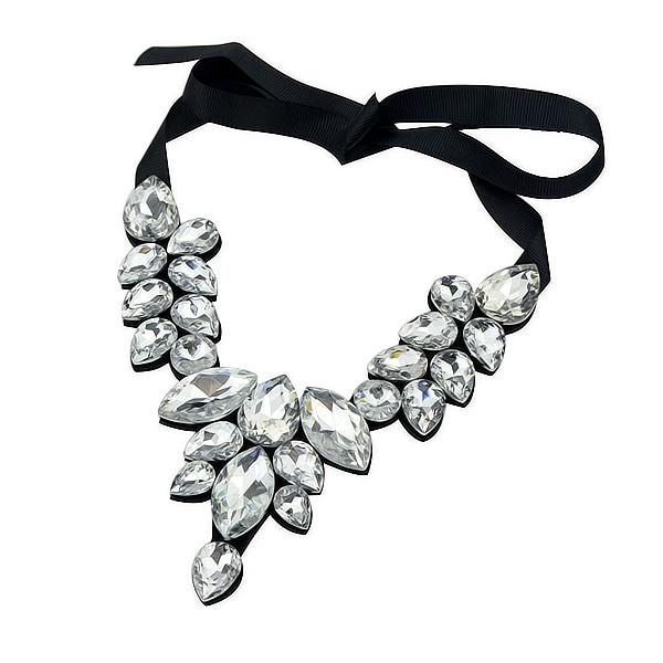 Romwe White Drop Gemstone Necklace