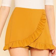 Romwe Ruffle Trim Overlap Skort