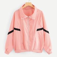Romwe Drawstring Zip-up Jacket