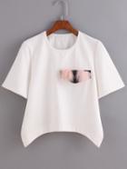 Romwe Short Sleeve Eye Embellished Sweatshirt