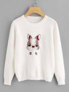 Romwe Animal Embroidered Knit Sweater