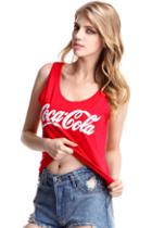 Romwe Coca Cola Red Sleeveless Shirt