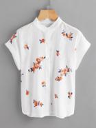 Romwe Floral Embroidered Top