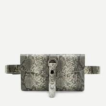 Romwe Studded Detail Snakeskin Print Bum Bag