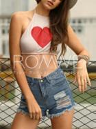 Romwe Pink Halter Neck Heart Shape Cropped Cami Top